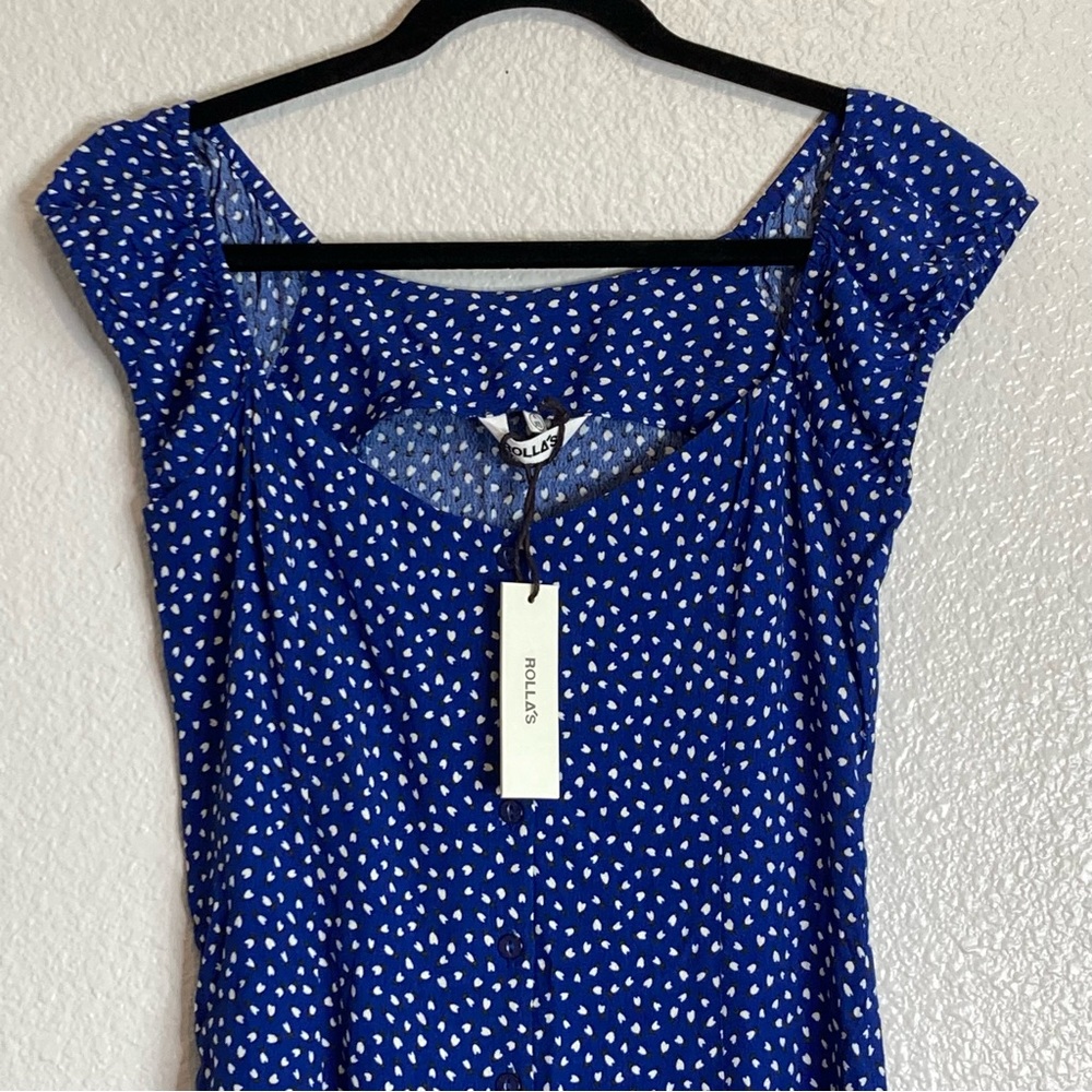 New Rolla’s Erin Mini Tulips Button Front Short Sleeves Fit Flare Dress - Picture 5 of 13